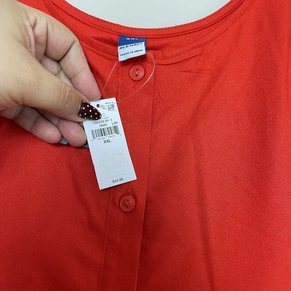 NWT Old Navy Fit & Flare Crepe Button Front Mini Dress Fan The Flame Women's XXL - Picture 4 of 7